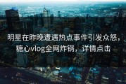 明星在昨晚遭遇热点事件引发众怒，糖心vlog全网炸锅，详情点击