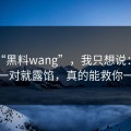 关于“黑料wang”，我只想说：时间线一对就露馅，真的能救你一次