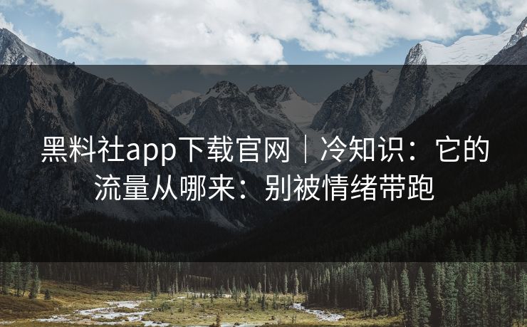 黑料社app下载官网|冷知识:它的流量从哪来:别被情绪带跑 黑料社app下载官网|冷知识:它的流量从哪来:别被情绪带跑