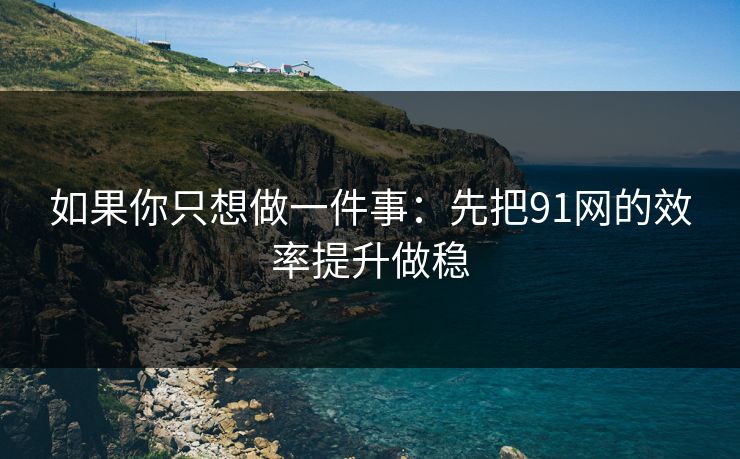 如果你只想做一件事:先把91网的效率提升做稳 如果你只想做一件事:先把91网的效率提升做稳